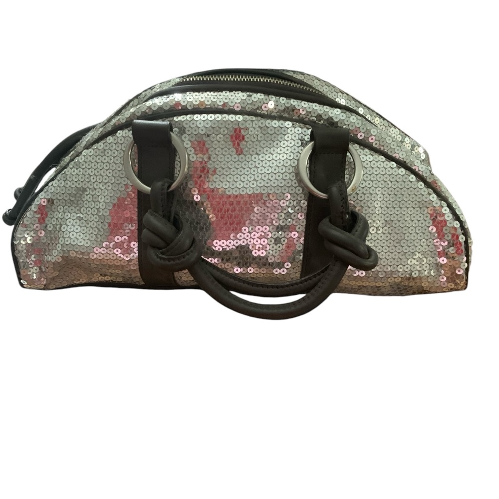 Y2K.BCBG Nights Silver Sequin Hand Bag Solid Zip